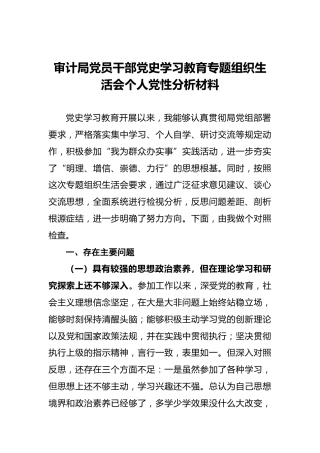 党史专题组织生活会个人剖析（审计）