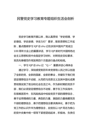 党史专题组织生活会个人剖析（公安4100字）