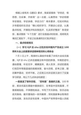 党史专题组织生活会个人对照检查3400字