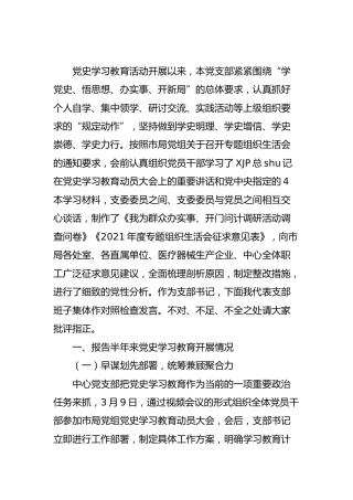 党史专题组织生活会班子剖析材料9300字