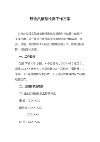 全员核酸检测工作方案