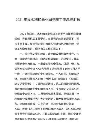 2021年党建工作总结汇报（水利）