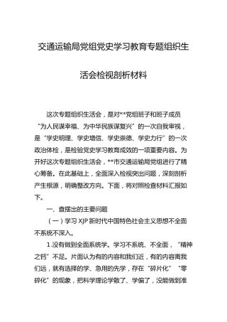 交通系统生活会班子对照检查材料5100字