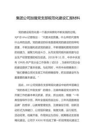 加强党支部规范化建设总结汇报（公司）