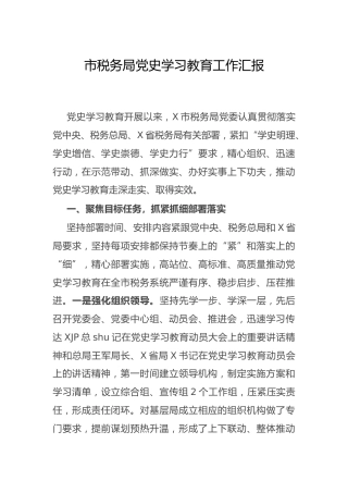 党史学习教育工作总结汇报（税务4700字）