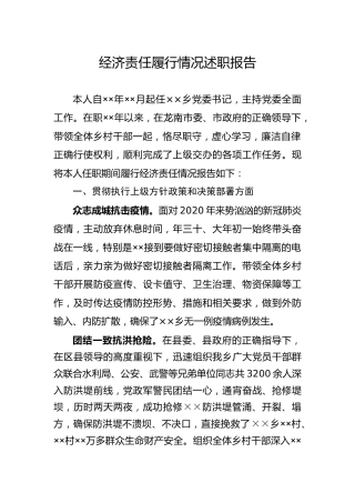 个人经济责任履行情况述职报告2篇