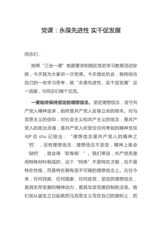 党课：永葆先进性 实干促发展