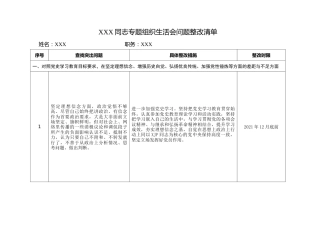 党史专题组织生活会问题整改清单1