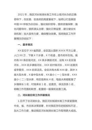 2021年河长制湖长制工作总结