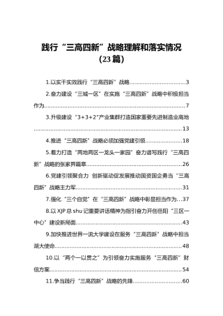 “三高四新”战略理解和工作落实情况合集23篇