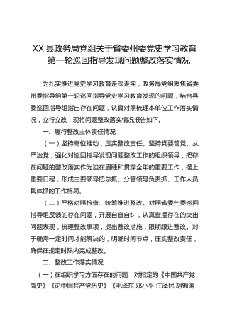 党史学习教育巡回指导组发现问题整改落实情况总结报告2500字