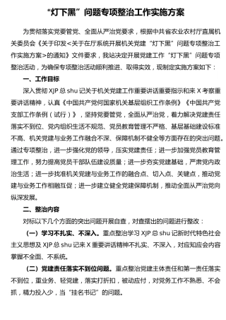 “灯下黑”问题专项整治工作实施方案