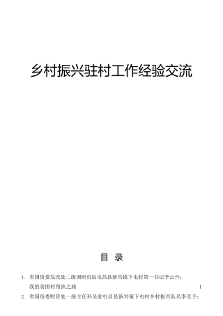 乡村振兴驻村工作经验交流会发言6篇（国资委）
