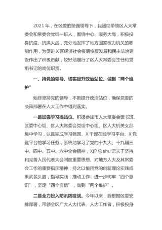 人大主任2021年度述职述廉报告3500字