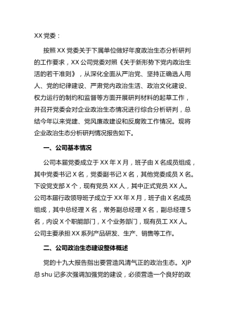 国企公司政治生态分析报告