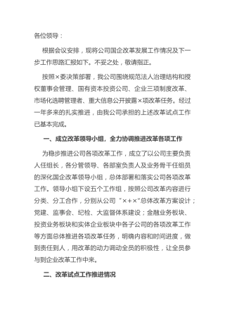 公司国企改革发展工作总结报告2400字