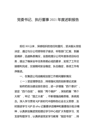 公司党委书记、执行董事2021年度述职报告4400字