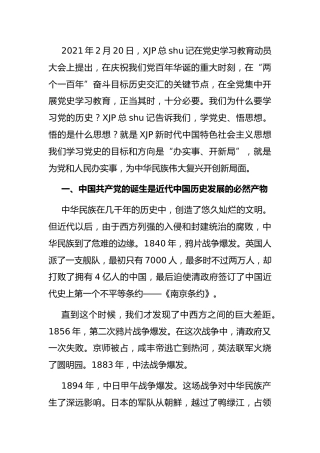 党史学习教育专题党课：100年奋斗历程