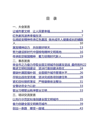 创建文明城市典范城市大会各类发言材料合集20篇