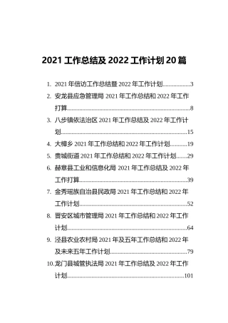 2021年工作总结及2022年工作计划合集20篇