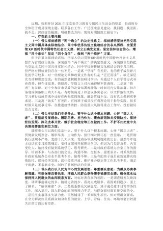 县政府办领导班子党史学习教育专题民主生活会对照检查3700字