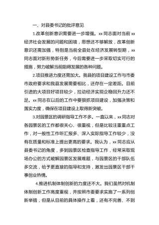 民主生活会批评意见90条（县区领导）