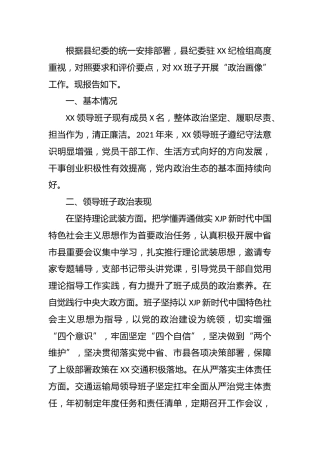 领导班子政治画像报告1600字