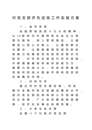 村党支部评先定级工作实施方案（含评分标准和负面清单）