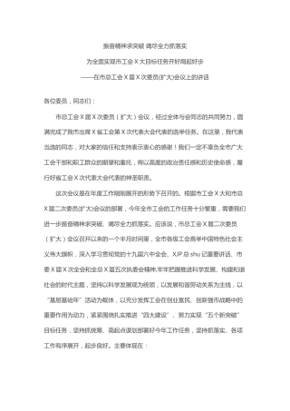 在总工会委员(扩大)会议上的讲话