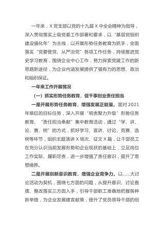 国企公司2021年党建工作总结4000字