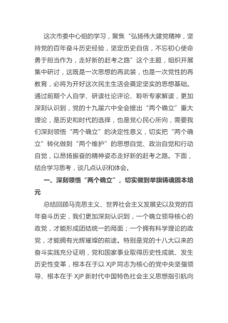 党史专题民主生活会研讨发言2500字