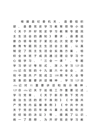 党史专题民主生活会班子对照检查（巡察办4500字）