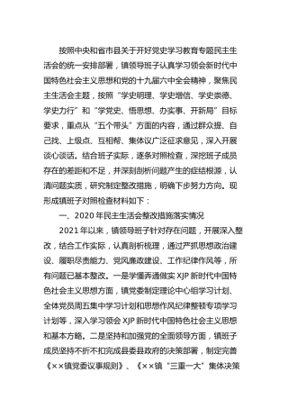 党史专题民主生活会班子对照检查（乡镇6600字）