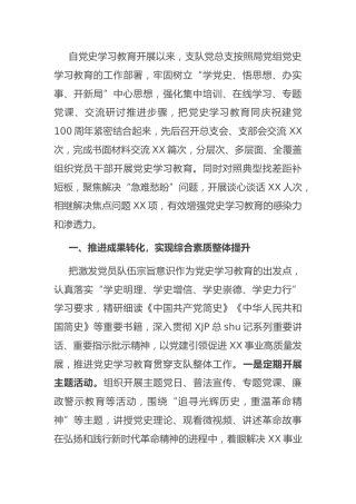党总支开展党史学习教育工作总结1900字