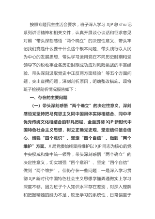 党史专题民主生活会班子对照检查（税务5600字）