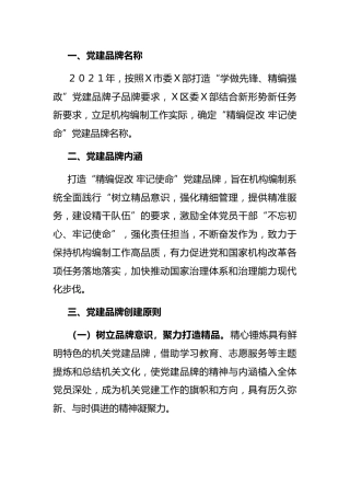 党支部党建品牌创建情况总结汇报2800字