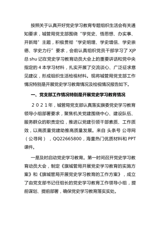 党支部2021年党史学习教育工作总结（城管执法3500字）
