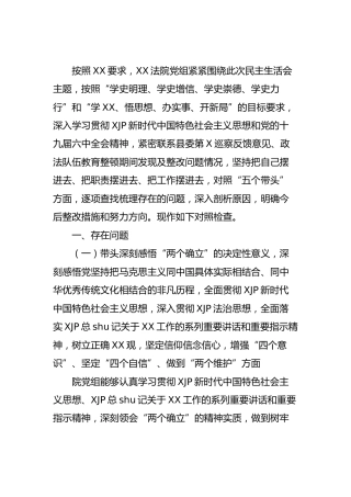 党史专题民主生活会班子对照检查（法院6400字）