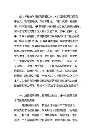 党史学习教育工作自查评估报告5300字