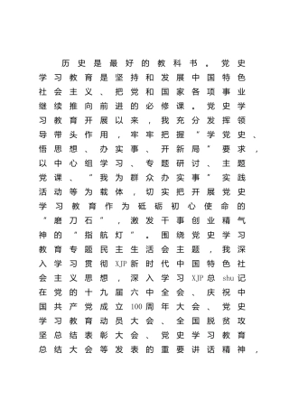 党史专题民主生活会个人对照检查8700字