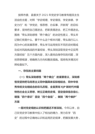党史专题民主生活会个人对照检查3篇（办公室）