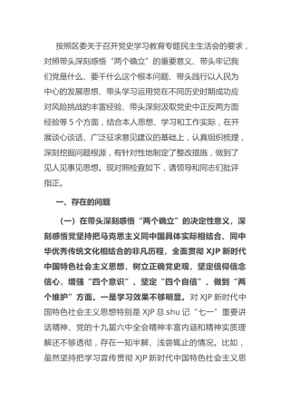 党史专题民主生活会个人对照检查（政法委4900字）
