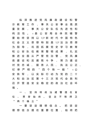 县公安局党风廉政建设工作会议总结讲话