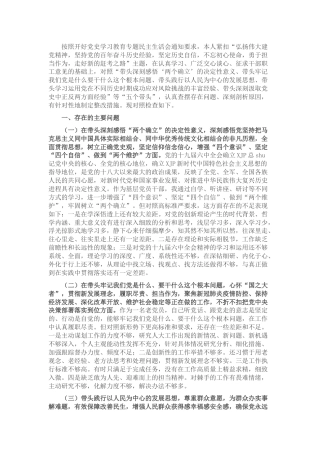 党史专题民主生活会个人对照检查（人大4000字）