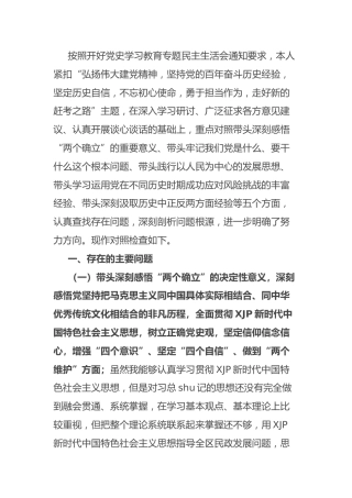党史专题民主生活会个人对照检查（民政4300字）