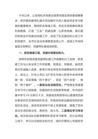 2021年党建工作总结（公安2300字）