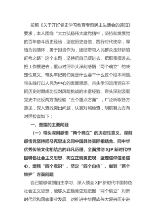 党史专题民主生活会个人对照检查（办公室3100字）
