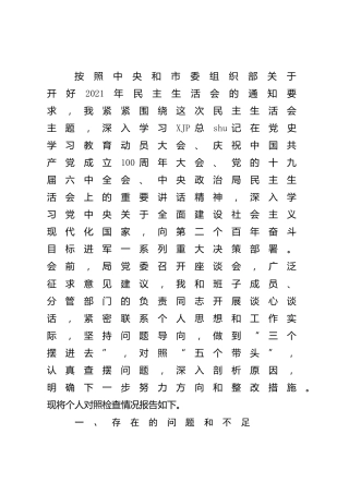 党史专题民主生活会个人对照5400字