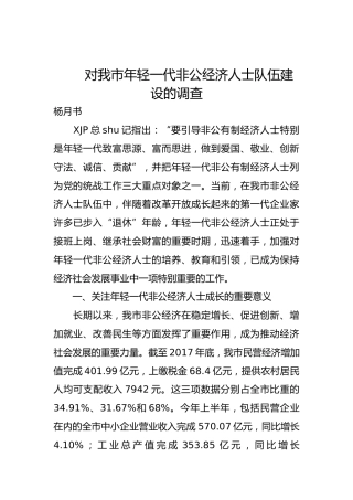 对我市年轻一代非公经济人士队伍建设的调查