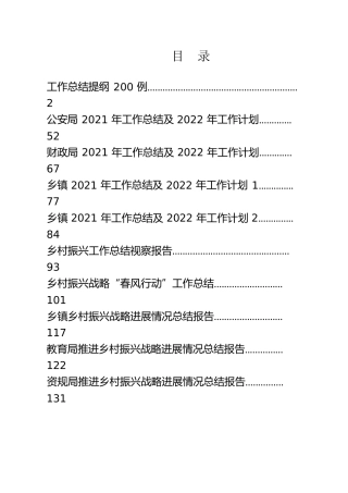 2021年总结报告类材料及提纲合集10篇